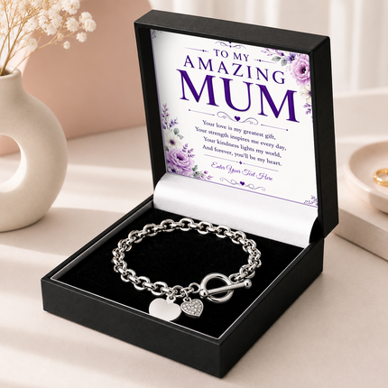 To My Amazing Mum Personalised Unity Heart Bracelet In Keepsake Box