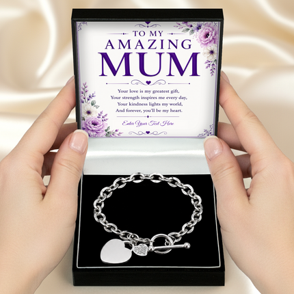 To My Amazing Mum Personalised Unity Heart Bracelet In Keepsake Box