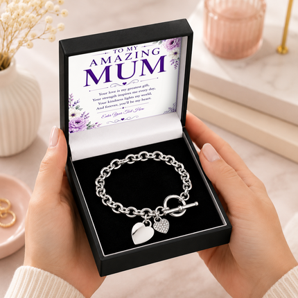 To My Amazing Mum Personalised Unity Heart Bracelet In Keepsake Box