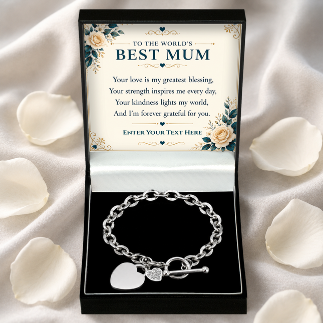 To The Worlds Best Mum Personalised Unity Heart Bracelet In Keepsake Box
