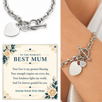 To The Worlds Best Mum Personalised Unity Heart Bracelet In Keepsake Box