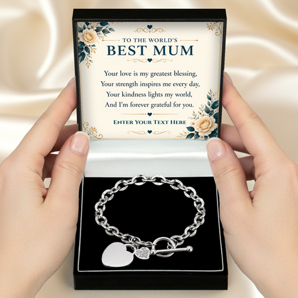 To The Worlds Best Mum Personalised Unity Heart Bracelet In Keepsake Box