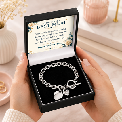 To The Worlds Best Mum Personalised Unity Heart Bracelet In Keepsake Box