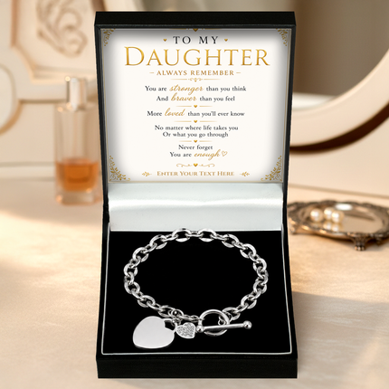 To My Daughter Personalised Unity Heart Bracelet In Keepsake Box