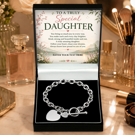 To A Truly Special Daughter Personalised Unity Heart Bracelet In Keepsake Box