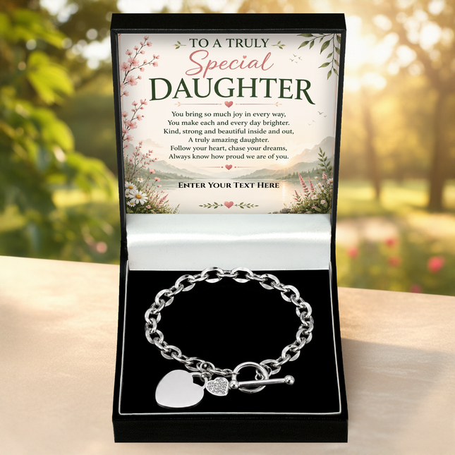 To A Truly Special Daughter Personalised Unity Heart Bracelet In Keepsake Box