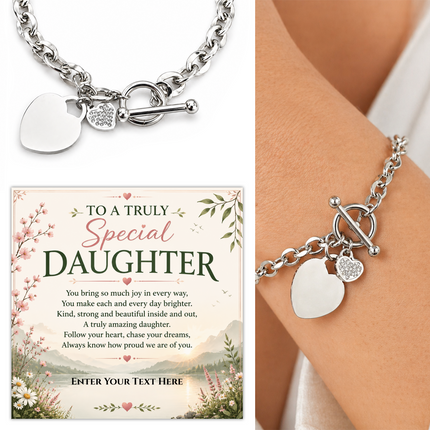 To A Truly Special Daughter Personalised Unity Heart Bracelet In Keepsake Box