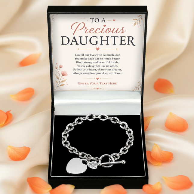 To A Precious Daughter Personalised Unity Heart Bracelet In Keepsake Box