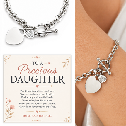 To A Precious Daughter Personalised Unity Heart Bracelet In Keepsake Box