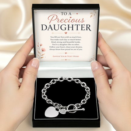 To A Precious Daughter Personalised Unity Heart Bracelet In Keepsake Box