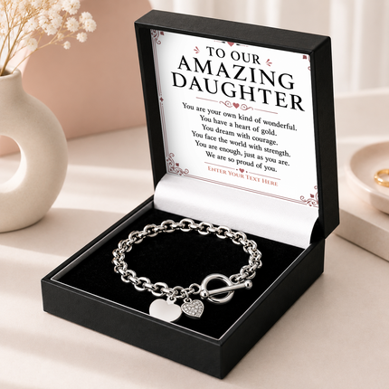 To Our Amazing Daughter Personalised Unity Heart Bracelet In Keepsake Box