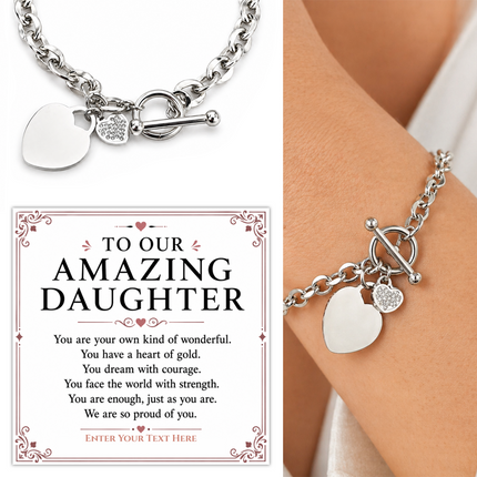 To Our Amazing Daughter Personalised Unity Heart Bracelet In Keepsake Box