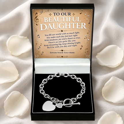 To Our Beautiful Daughter Personalised Unity Heart Bracelet In Keepsake Box