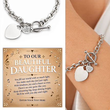 To Our Beautiful Daughter Personalised Unity Heart Bracelet In Keepsake Box