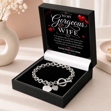 To My Gorgeous Wife Personalised Unity Heart Bracelet In Keepsake Box