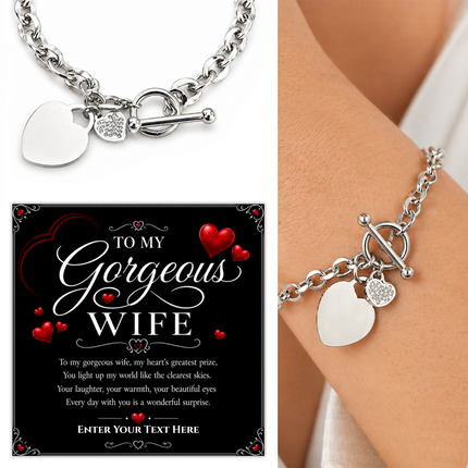 To My Gorgeous Wife Personalised Unity Heart Bracelet In Keepsake Box