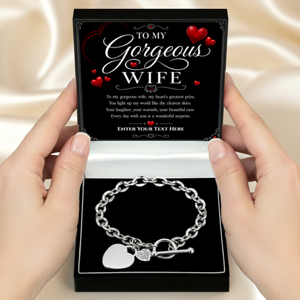 To My Gorgeous Wife Personalised Unity Heart Bracelet In Keepsake Box