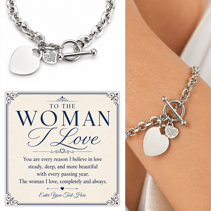 To The Woman I Love Personalised Unity Heart Bracelet In Keepsake Box