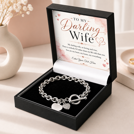 To My Darling Wife Personalised Unity Heart Bracelet In Keepsake Box