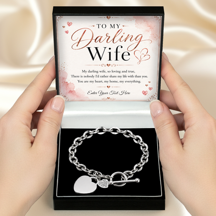 To My Darling Wife Personalised Unity Heart Bracelet In Keepsake Box