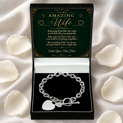 To My Amazing Wife Personalised Unity Heart Bracelet In Keepsake Box