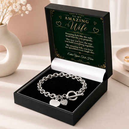 To My Amazing Wife Personalised Unity Heart Bracelet In Keepsake Box