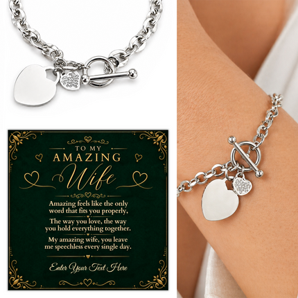 To My Amazing Wife Personalised Unity Heart Bracelet In Keepsake Box