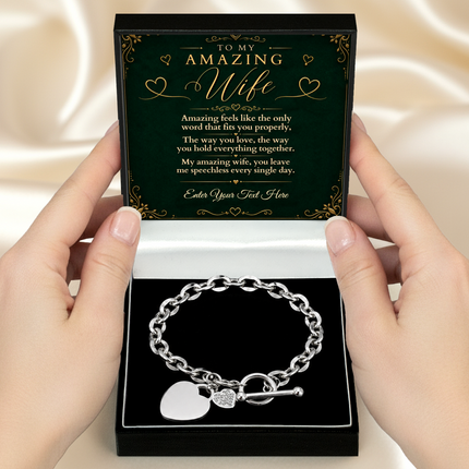 To My Amazing Wife Personalised Unity Heart Bracelet In Keepsake Box