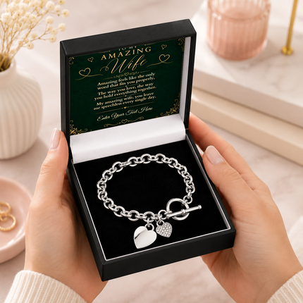 To My Amazing Wife Personalised Unity Heart Bracelet In Keepsake Box