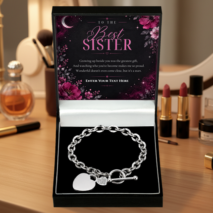 To The Best Sister Personalised Unity Heart Bracelet In Keepsake Box