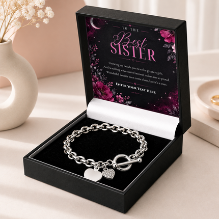 To The Best Sister Personalised Unity Heart Bracelet In Keepsake Box