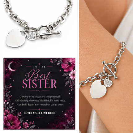 To The Best Sister Personalised Unity Heart Bracelet In Keepsake Box