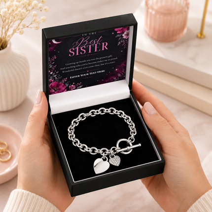 To The Best Sister Personalised Unity Heart Bracelet In Keepsake Box