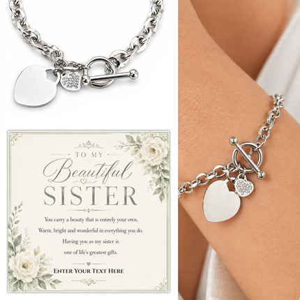To My Beautiful Sister Personalised Unity Heart Bracelet In Keepsake Box