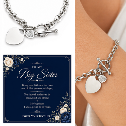 To My Big Sister Personalised Unity Heart Bracelet In Keepsake Box