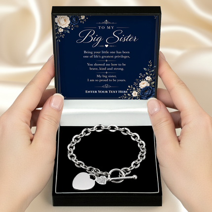 To My Big Sister Personalised Unity Heart Bracelet In Keepsake Box