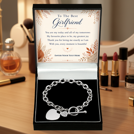 To The Best Girlfriend Personalised Unity Heart Bracelet In Keepsake Box