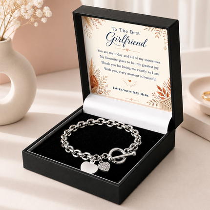 To The Best Girlfriend Personalised Unity Heart Bracelet In Keepsake Box