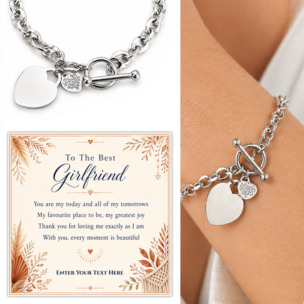 To The Best Girlfriend Personalised Unity Heart Bracelet In Keepsake Box