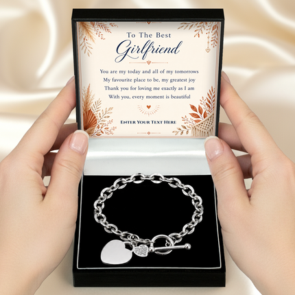 To The Best Girlfriend Personalised Unity Heart Bracelet In Keepsake Box