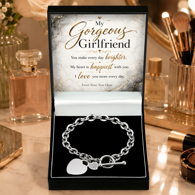 My Gorgeous Girlfriend Personalised Unity Heart Bracelet In Keepsake Box