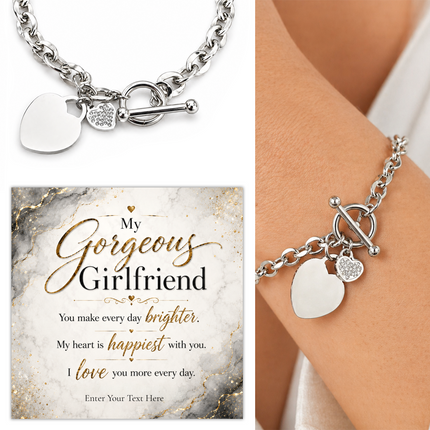 My Gorgeous Girlfriend Personalised Unity Heart Bracelet In Keepsake Box