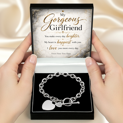 My Gorgeous Girlfriend Personalised Unity Heart Bracelet In Keepsake Box