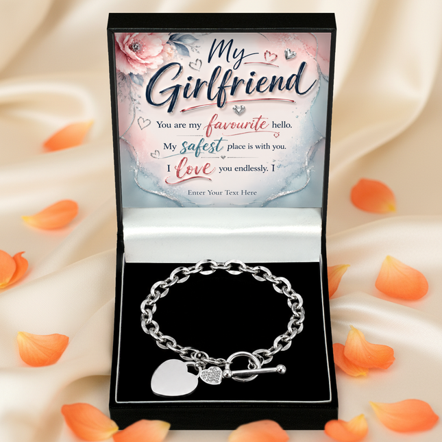 My Girlfriend Personalised Unity Heart Bracelet In Keepsake Box