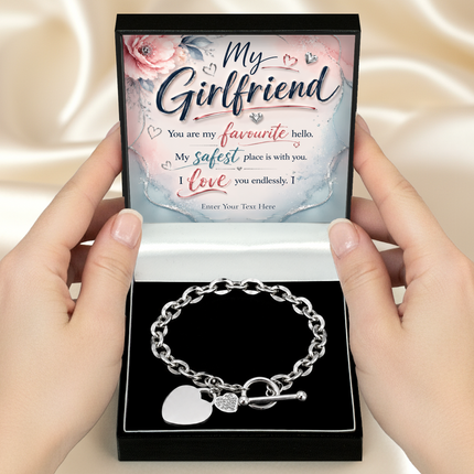 My Girlfriend Personalised Unity Heart Bracelet In Keepsake Box