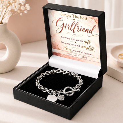 Simply The Best Girlfriend Personalised Unity Heart Bracelet In Keepsake Box