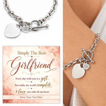 Simply The Best Girlfriend Personalised Unity Heart Bracelet In Keepsake Box