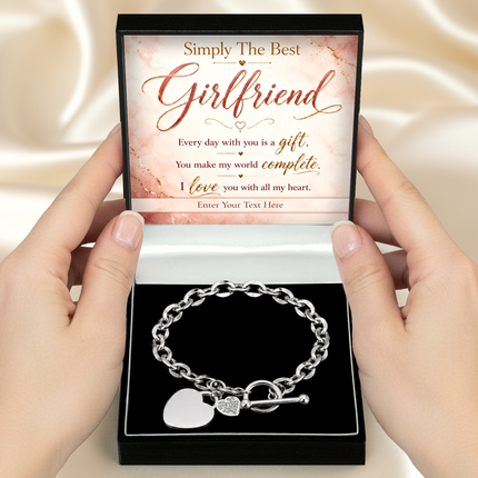 Simply The Best Girlfriend Personalised Unity Heart Bracelet In Keepsake Box