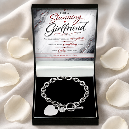 For A Stunning Girlfriend Personalised Unity Heart Bracelet In Keepsake Box