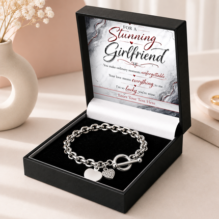For A Stunning Girlfriend Personalised Unity Heart Bracelet In Keepsake Box